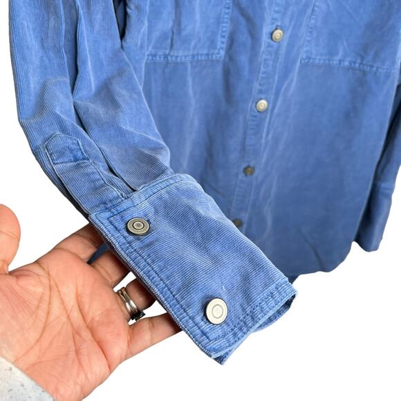Free People We the Free Baby Cord Button Down Shirt in Electric Indigo Size XS - Picture 3 of 8